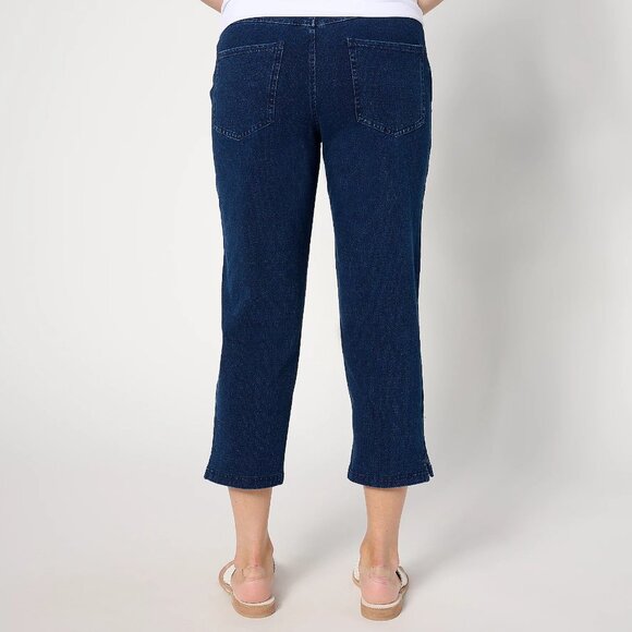 Quacker Factory DreamJeannes Flat Waistband Crop Pants Med Short - Picture 2 of 5